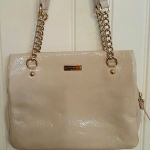Kate Spade beige patent leather satchel
